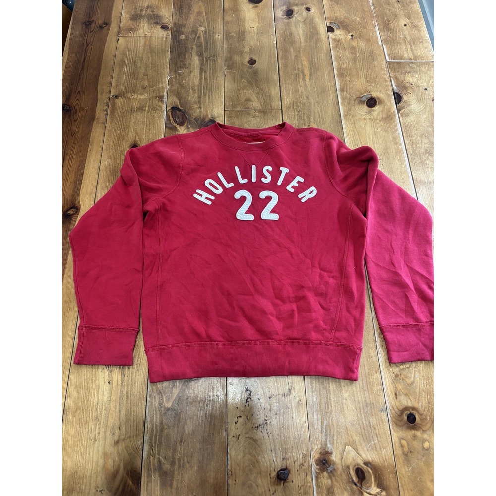 Hollister Men's Red Crew Neck Sweatshirt L Large Logo Graphic Activewear